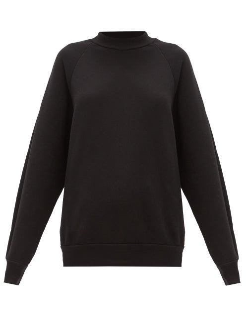 Matchesfashion.com Les Tien - High-neck Brushed-back Cotton Sweatshirt - Womens - Black