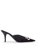 Matchesfashion.com Balenciaga - Bb Logo Velvet Mules - Womens - Black