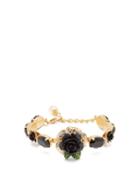 Matchesfashion.com Dolce & Gabbana - Rose And Faux Pearl Bracelet - Womens - Black