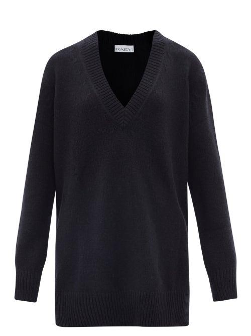 Raey - Recycled-cashmere Deep V-neck Sweater - Womens - Dark Navy