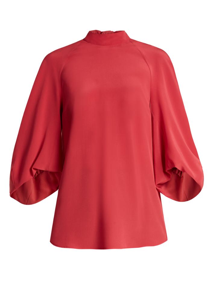 Prada High-neck Silk-crepe De Chine Top