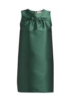 Matchesfashion.com No. 21 - Ruffled Satin Mini Dress - Womens - Dark Green