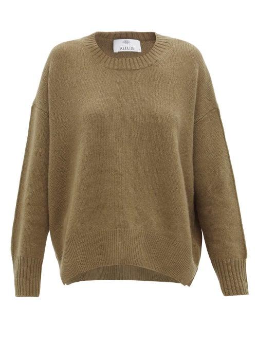 Matchesfashion.com Allude - Round-neck Cashmere Sweater - Womens - Khaki