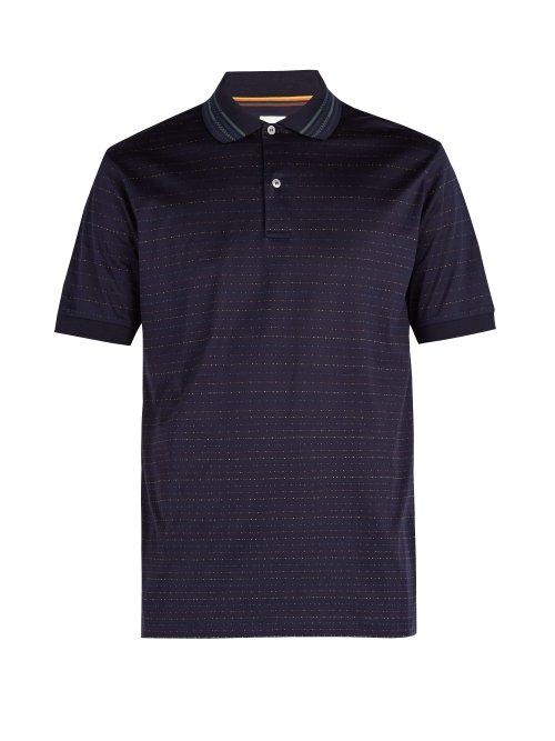 Matchesfashion.com Paul Smith - Striped Cotton Polo Shirt - Mens - Navy
