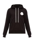 Matchesfashion.com Moncler - Logo Patch Cotton Jersey Hooded Sweatshirt - Mens - Black