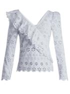 Self-portrait Ruffle-trim Broderie-anglaise Top