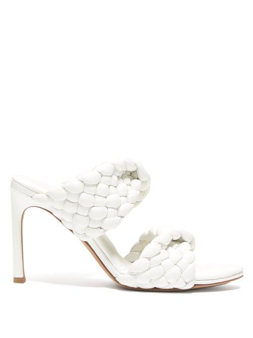 Matchesfashion.com Bottega Veneta - Padded Intrecciato-leather Mules - Womens - White