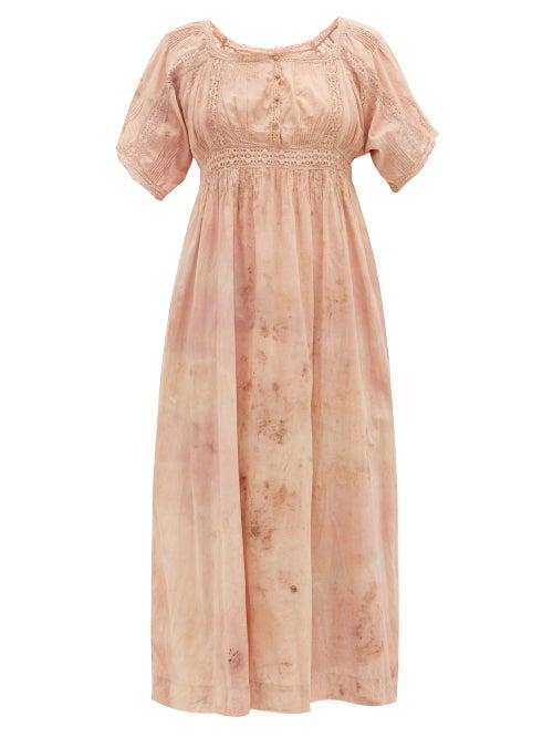 Matchesfashion.com Mimi Prober - Maria Botanical-dyed Cotton-voile Dress - Womens - Pink