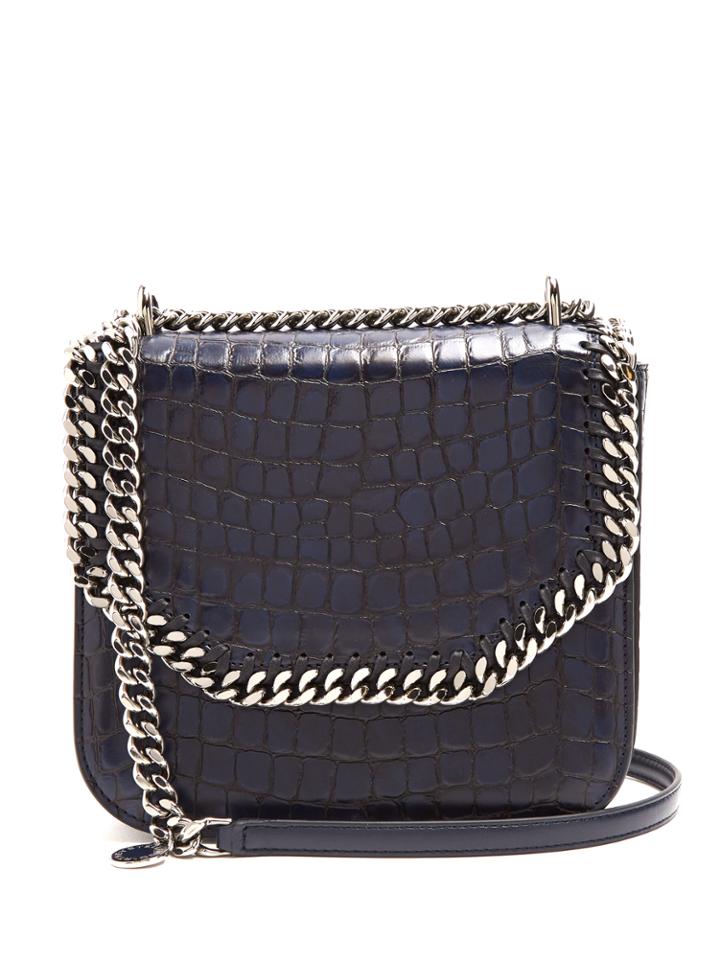 Stella Mccartney Falabella Box Medium Crocodile-effect Shoulder Bag