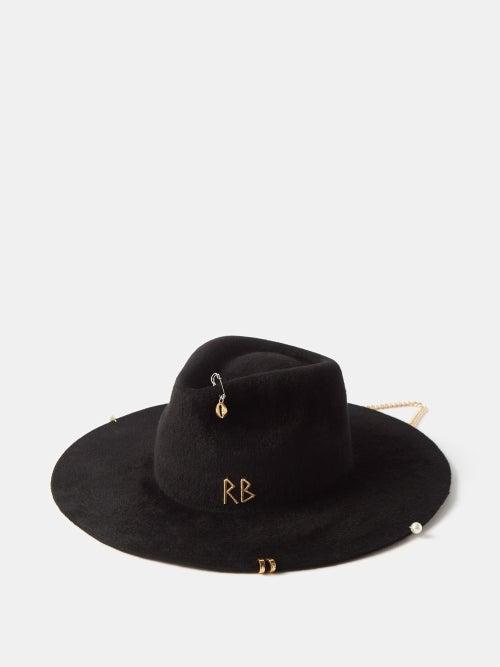 Ruslan Baginskiy - Chain-strap Felt Fedora - Womens - Black
