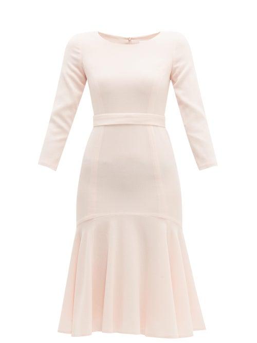 Matchesfashion.com Goat - Iris Fluted Wool Crepe Midi Dress - Womens - Light Pink