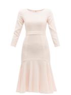 Matchesfashion.com Goat - Iris Fluted Wool Crepe Midi Dress - Womens - Light Pink