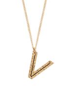 Matchesfashion.com Burberry - Hammered V-charm Gold-plated Necklace - Womens - Gold