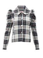 Matchesfashion.com Shrimps - Eliza Puff-shoulder Tartan-wool Jacket - Womens - Black Multi