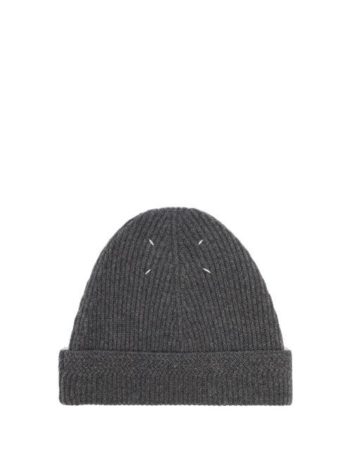 Matchesfashion.com Maison Margiela - Ribbed Wool Blend Beanie Hat - Mens - Dark Grey
