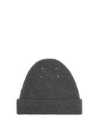 Matchesfashion.com Maison Margiela - Ribbed Wool Blend Beanie Hat - Mens - Dark Grey