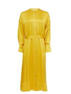 Matchesfashion.com Asceno - Rome Belted Silk-satin Shirt Dress - Womens - Yellow