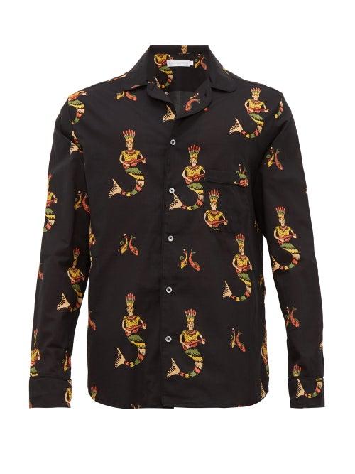Matchesfashion.com Desmond & Dempsey - Sirena Printed Cotton Pyjama Shirt - Mens - Black Multi
