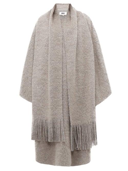 Matchesfashion.com Mm6 Maison Margiela - Layered Scarf Wool Blend Poncho - Womens - Grey