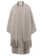 Matchesfashion.com Mm6 Maison Margiela - Layered Scarf Wool Blend Poncho - Womens - Grey