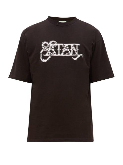 Matchesfashion.com Aries - Satan Print Cotton T Shirt - Mens - Black