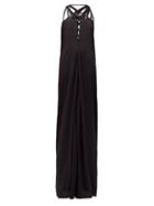 Matchesfashion.com Rick Owens - Lace-up Crepe Maxi Dress - Womens - Black