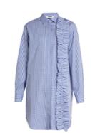 Msgm Gingham Ruffle-trimmed Shirtdress