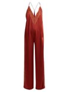 Matchesfashion.com Jonathan Simkhai - Lace Trimmed Acetate Jumpsuit - Womens - Dark Red