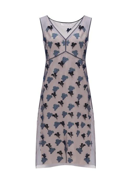 Matchesfashion.com Marina Moscone - Fil-coup Silk-blend Organza Dress - Womens - Navy