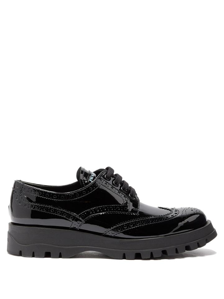 Prada Patent Leather Flatform Brogues