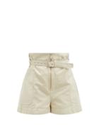Matchesfashion.com Isabel Marant Toile - Parana Paperbag-waist Cotton-blend Shorts - Womens - Ivory