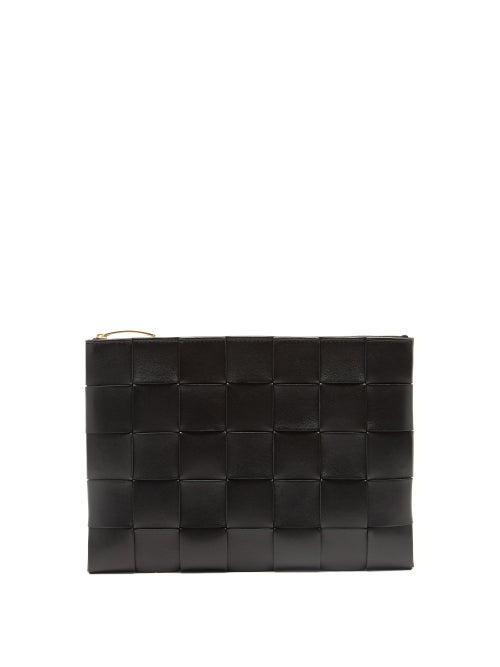 Bottega Veneta - Cassette Intrecciato-leather Pouch - Womens - Black