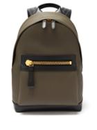 Mens Bags Tom Ford - Buckley Grained-leather Backpack - Mens - Black Khaki