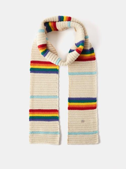 Acne Studios - Kiro Striped Wool Scarf - Mens - Purple Multi
