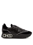 Matchesfashion.com Jimmy Choo - Raine Glitter Panel Velvet Trainers - Womens - Black