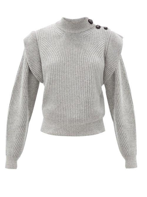 Matchesfashion.com Isabel Marant - Peggy Exaggerated-shoulder Cashmere-blend Sweater - Womens - Grey
