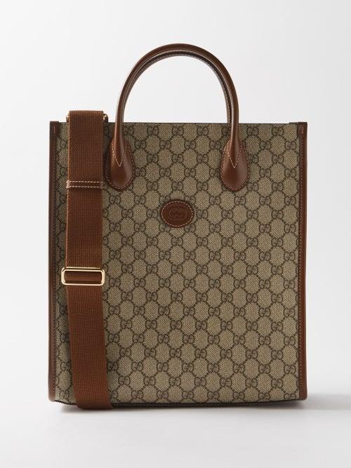 Gucci - Gg Supreme Leather-trimmed Tote - Mens - Brown