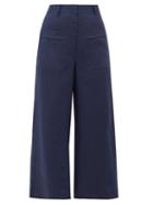 Matchesfashion.com Zeus + Dione - Niobe Cropped Linen Wide-leg Trousers - Womens - Black