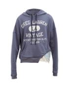 Greg Lauren - Logo-print Cotton Hooded Sweatshirt - Mens - Blue