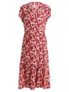 Hvn Charlotte Strawberry-print Silk Dress