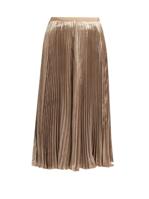 Valentino Pleated Velvet Midi Skirt