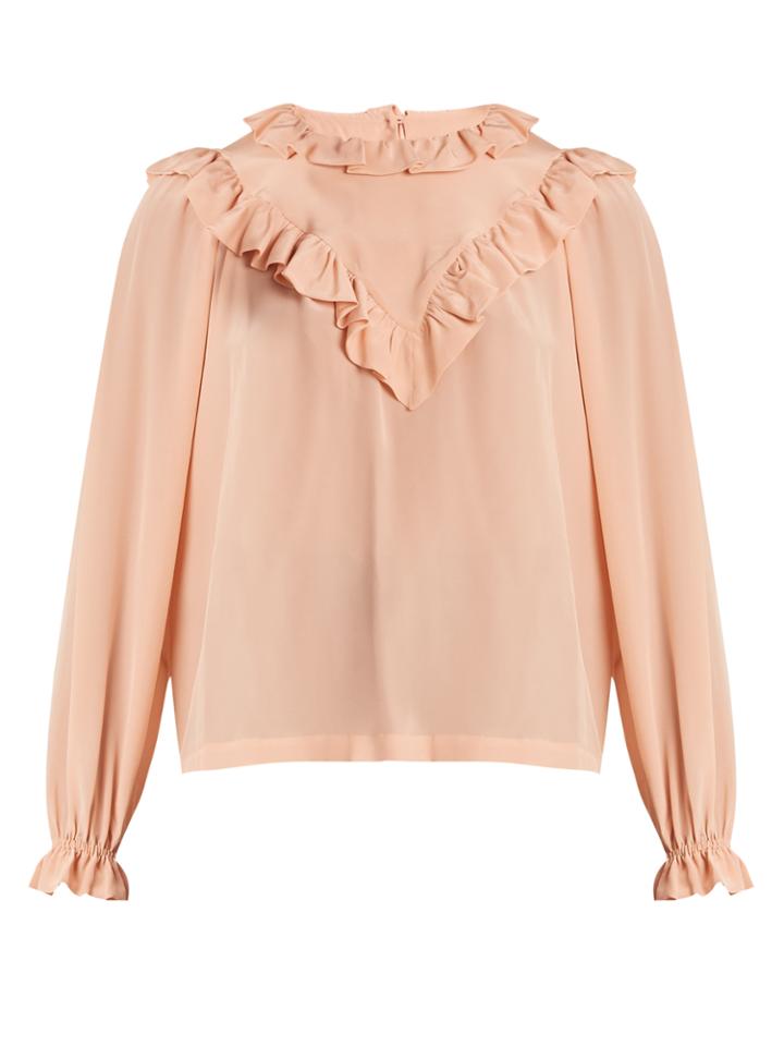 Preen By Thornton Bregazzi Dale Ruffle-trimmed Silk Blouse