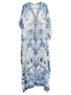 Matchesfashion.com Camilla - Paisley-print Laced Silk Kaftan - Womens - Blue Print
