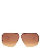 Matchesfashion.com Bottega Veneta - Triangle-temple Aviator Metal Sunglasses - Mens - Gold