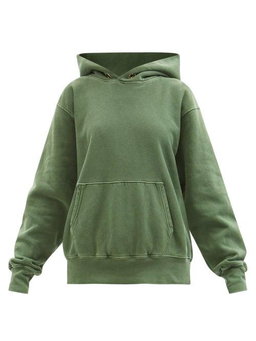 Les Tien - Brushed-back Cotton Hooded Sweatshirt - Womens - Green