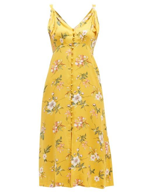 Matchesfashion.com Rebecca Taylor - Lita Floral Print Silk Blend Dress - Womens - Yellow Multi