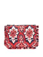 La Doublej Editions Floral-print Ruffle-trimmed Pouch
