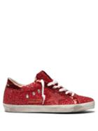 Matchesfashion.com Golden Goose Deluxe Brand - Super Star Glitter Low Top Leather Trainers - Womens - Red
