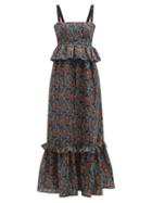 Agua By Agua Bendita - Cala Herbcea Noche Floral-print Linen Dress - Womens - Navy Print