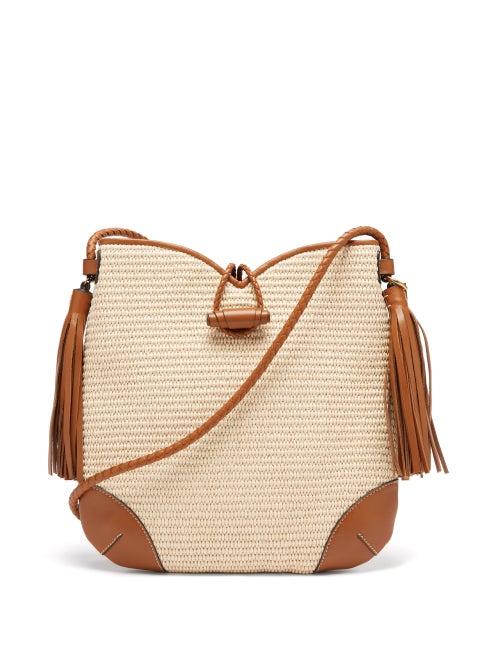 Isabel Marant - Tyag Leather-trim Raffia-woven Cross-body Bag - Womens - Beige Multi